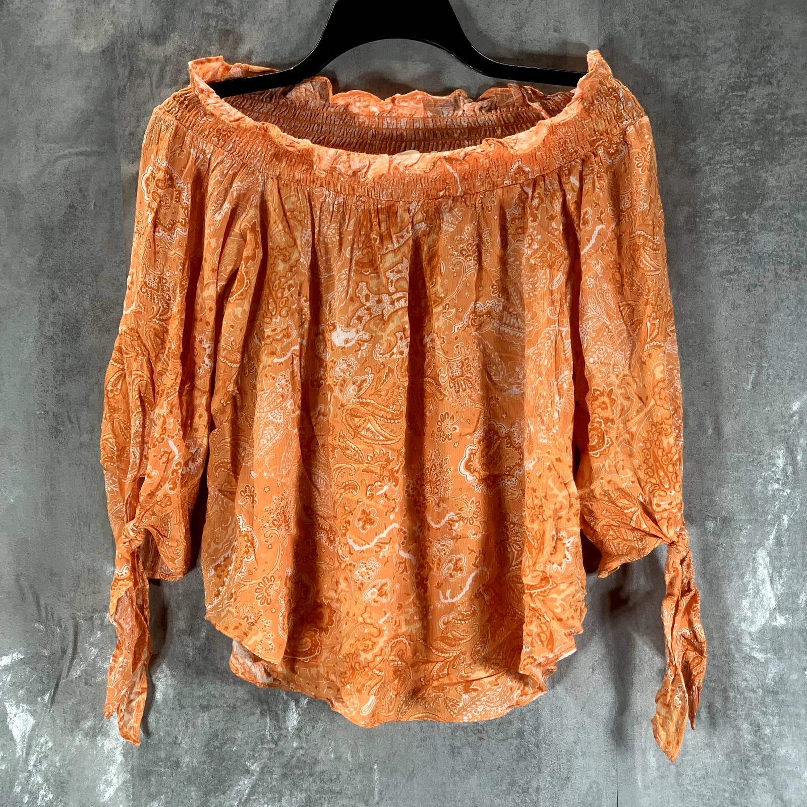 MICHAEL MICHAEL KORS Women's Petite Nectarine Paisley Off-The-Shoulder Top SZP/M