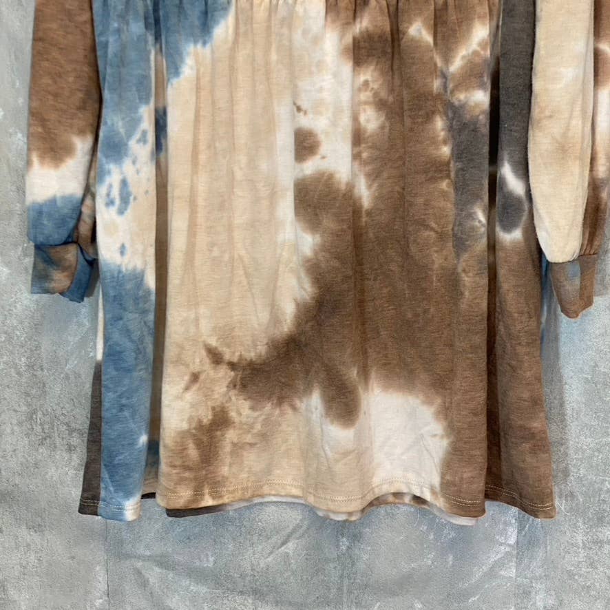 VELVET TORCH Women's Coco Tie-Dye V-Neck Long Sleeve A-Line Mini Dress SZ XS