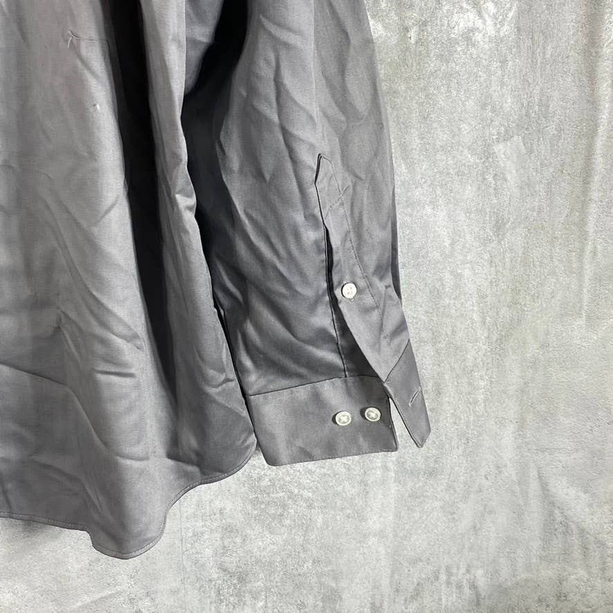 VAN HEUSEN Men's Grey Regular-Fit Stretch Button-Up Long-Sleeve Dress Shirt SZXL