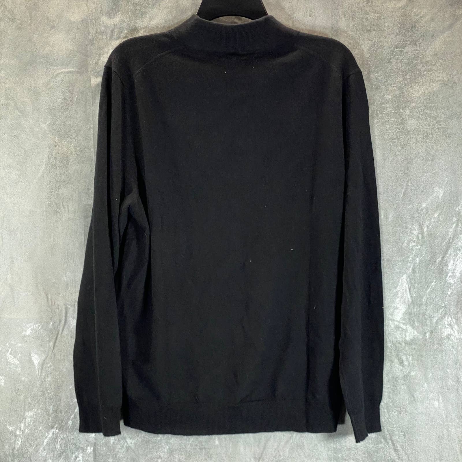 CLUB ROOM Men's Deep Black Merino Wool Blend 3-Button Pullover Polo Sweater SZ M