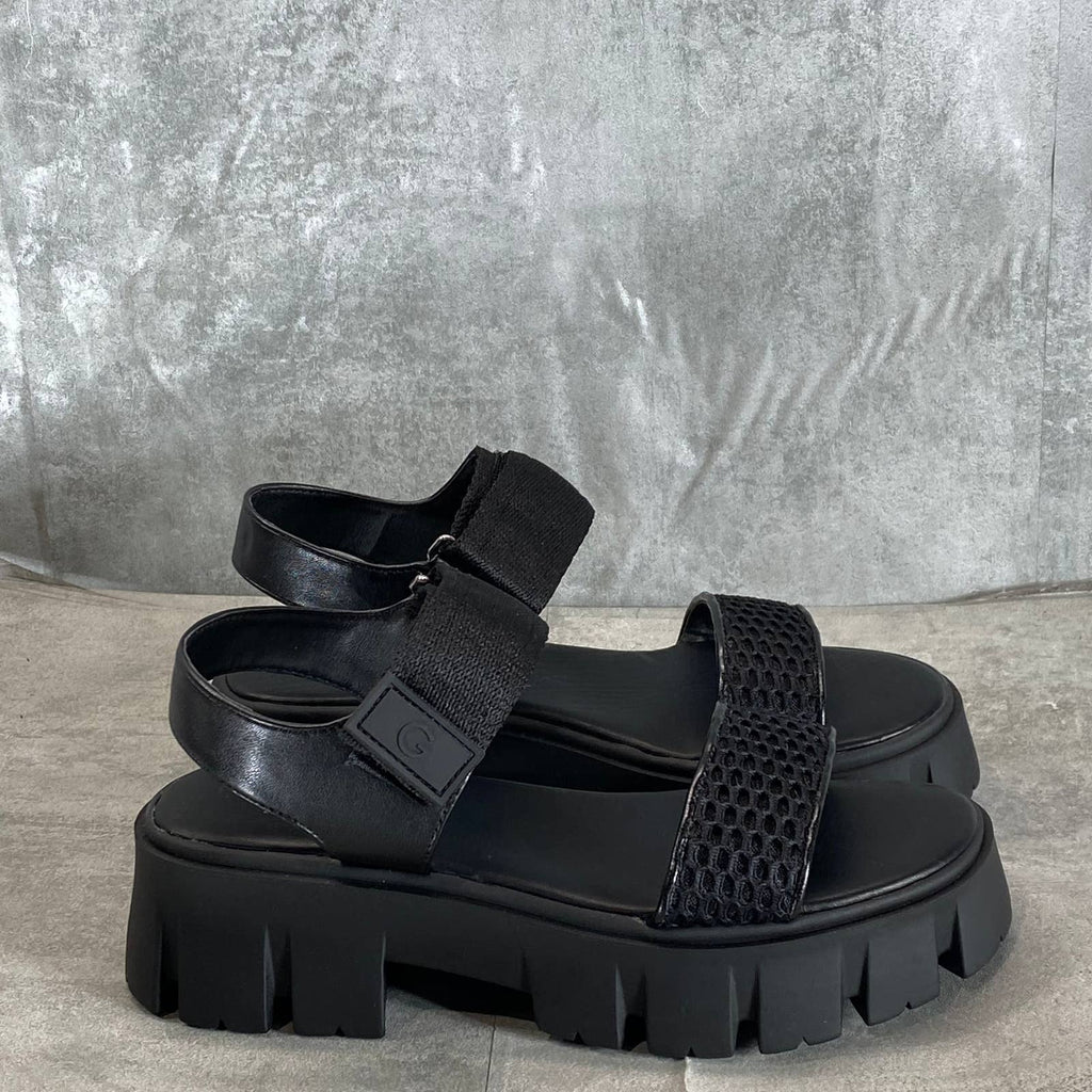 GBG Los Angeles Women's Black Premia Lug-Sole Sandals SZ 6