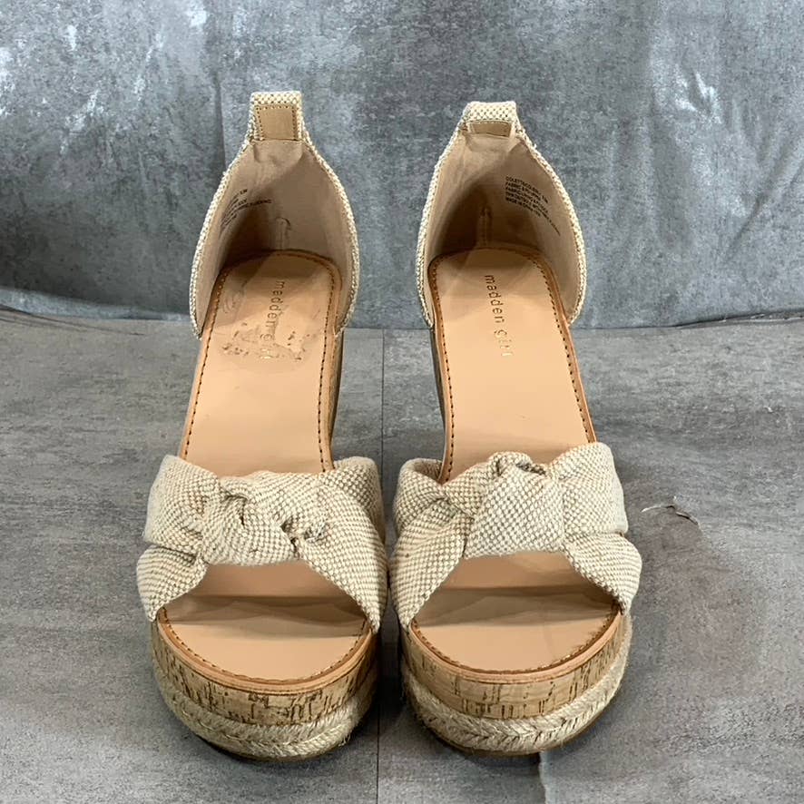 MADDEN GIRL Women's Oatmeal Multi Colette Open-Toe Wedge Platform Sandals SZ 9.5