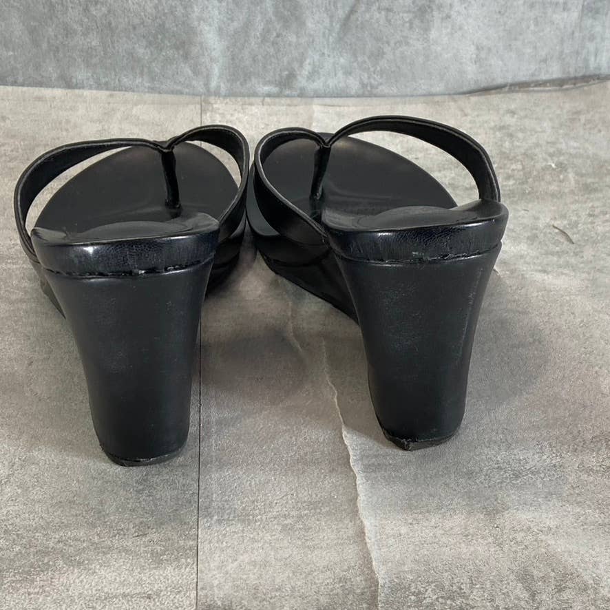 STYLE & CO Women's Black Chicklet Wedge Thong Round-Toe Platform Sandals SZ 11