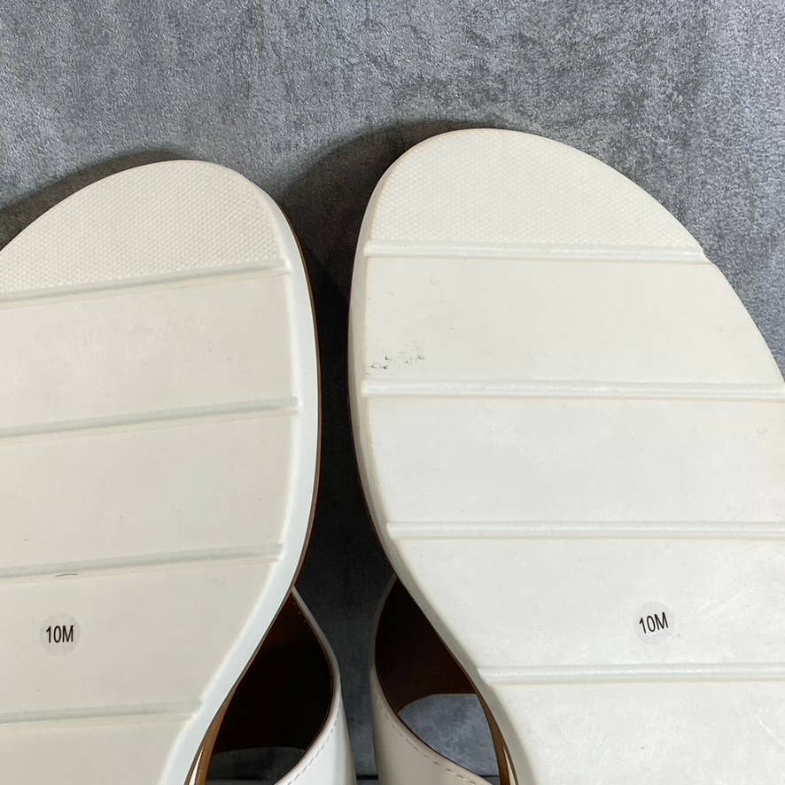 STYLE & CO Women's White Smooth Emmaa Round-Toe Thong Slide Sandals SZ 10