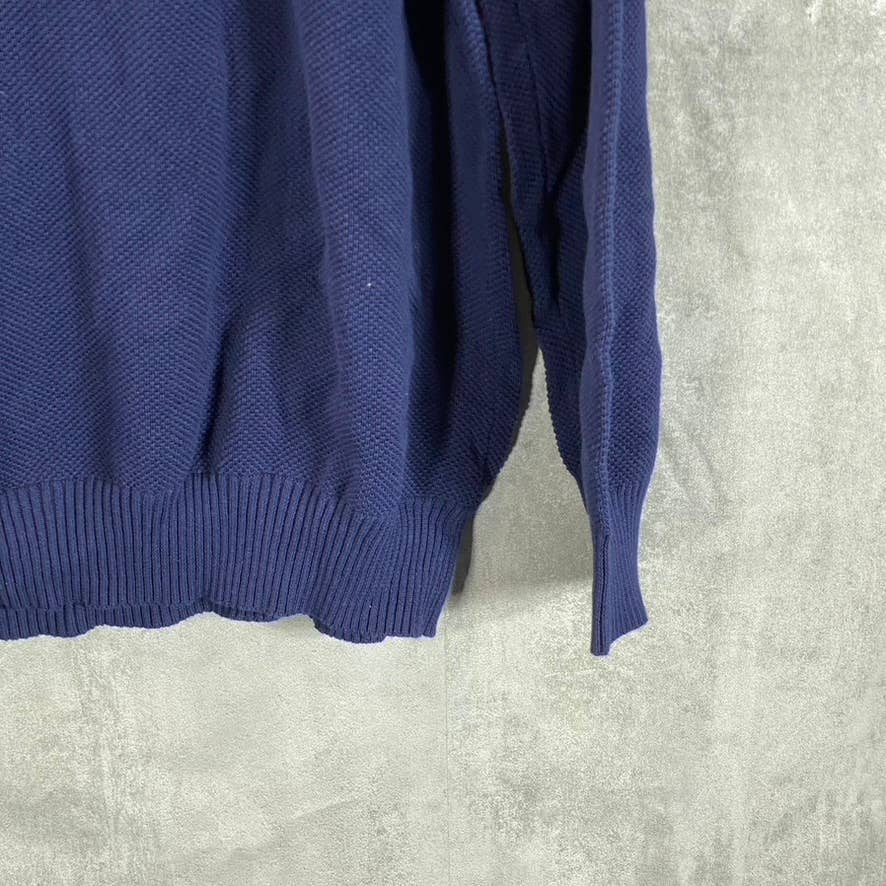 CLUB ROOM Men's Navy Quarter-Zip Stand-Collar Textured Cotton Sweater SZ 2XL
