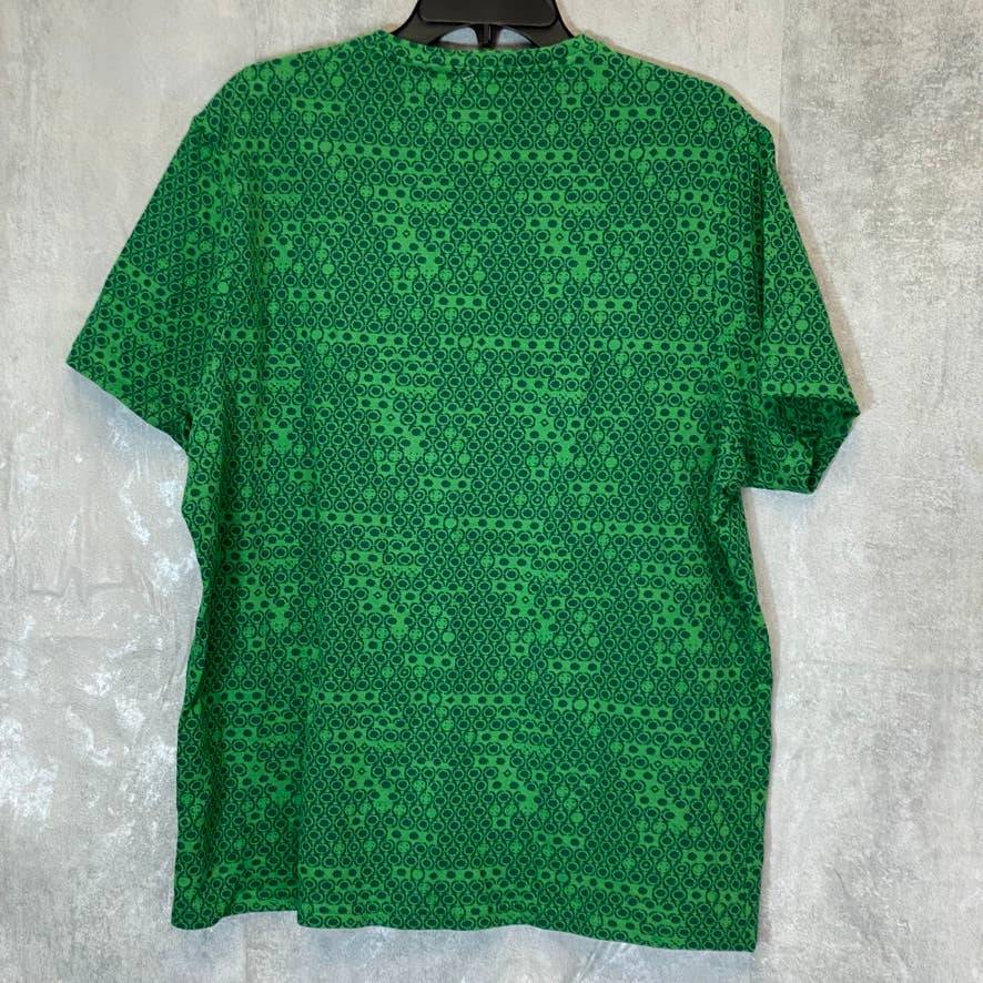 INC INTERNATIONAL CONCEPTS Women's Green Printed V-Neck Short Sleeve Top SZ XL