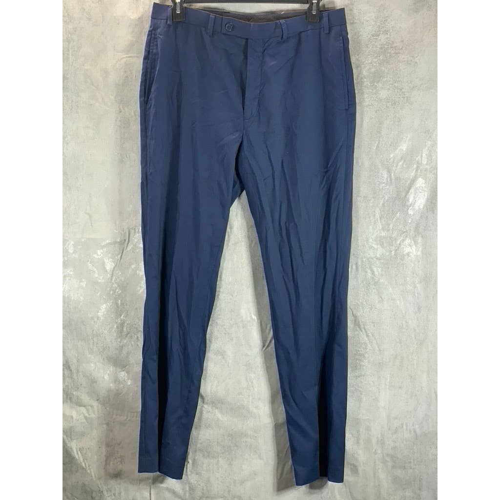 CALVIN KLEIN Men's Blue Slim-Fit Flat Front Dress Pants SZ 36X32