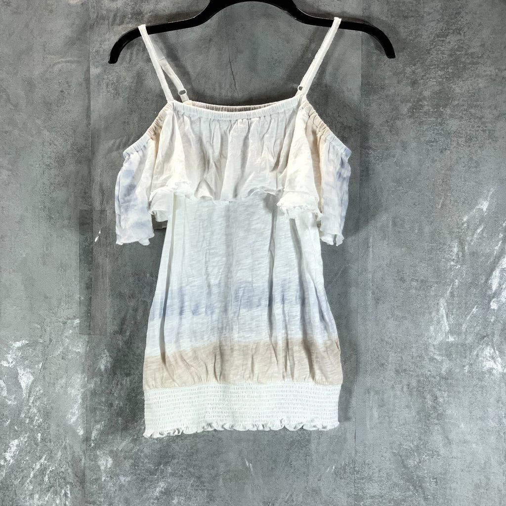 INC INTERNATIONAL CONCEPTS Women's Danielle Dye Ruffled Cold-Shoulder Top SZ S