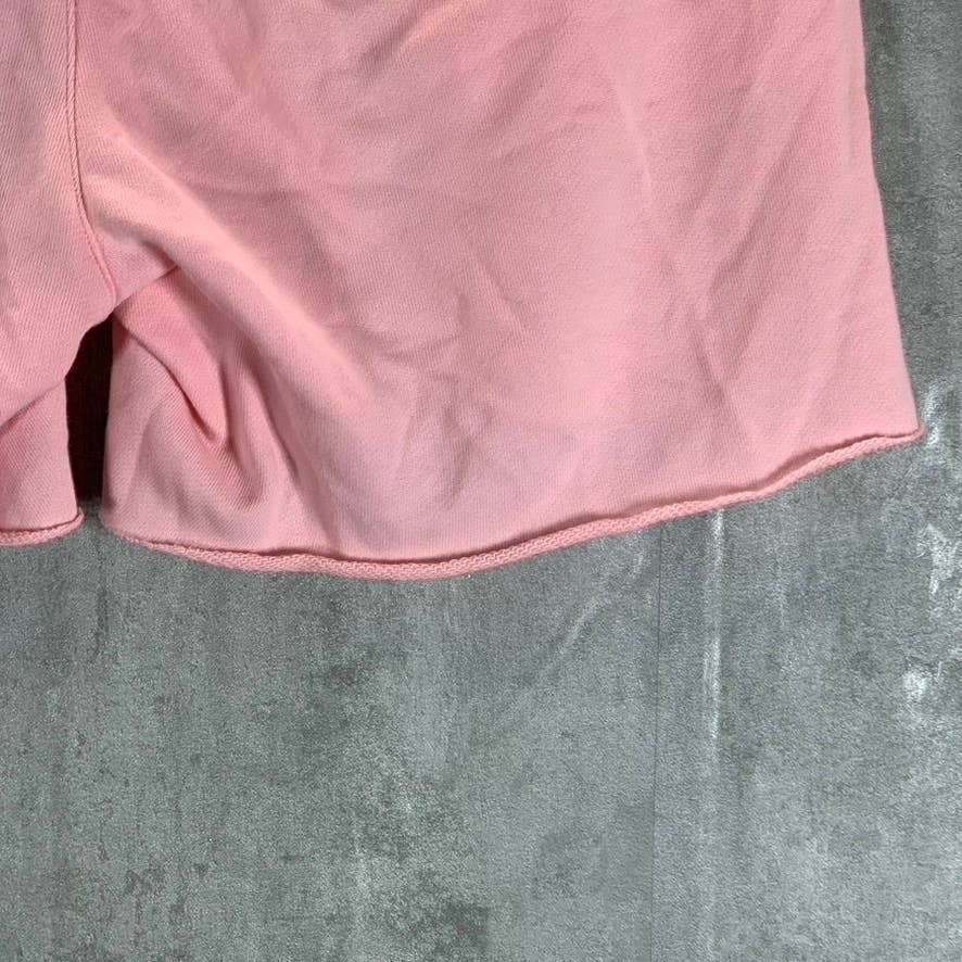 DKNY SPORT Women's Orchid Drawstring Metallic Logo Raw-Hem Pull-On Shorts SZ S