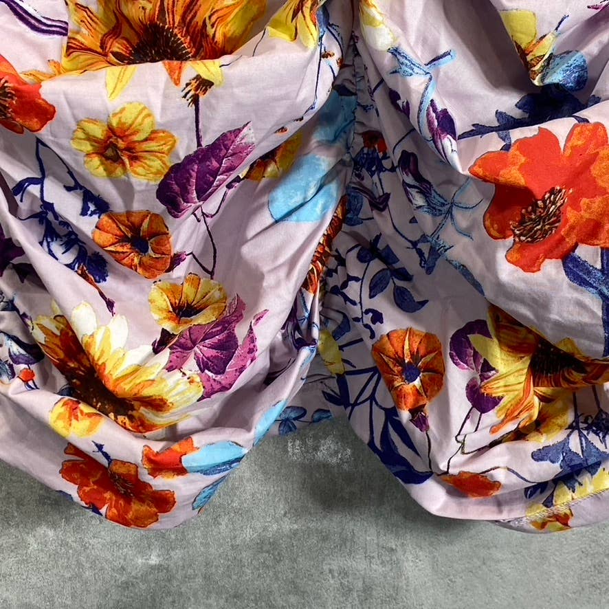 GUESS Women's Lilac Multi Floral V-Neck Ruched Bodycon Mini Sheath Dress SZ 2