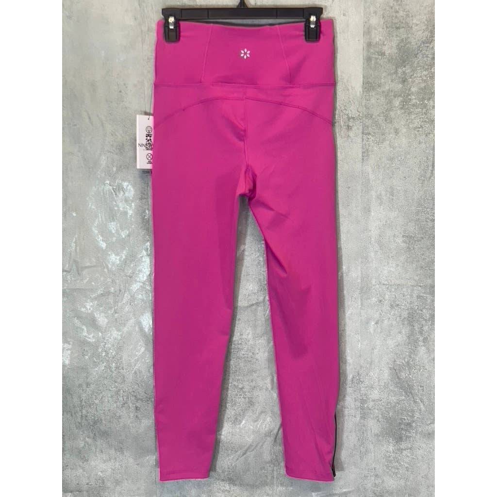 NINE WEST Women's Pink Beauty Crapped Zipper Hem Pull-On Stretch High-Waist Active Leggings SZ M