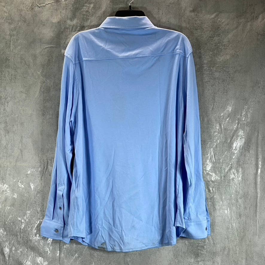 ALFANI Men's Pale Ink Blue Regular-Fit Supima Birdseye Button-Up Shirt SZ XXL