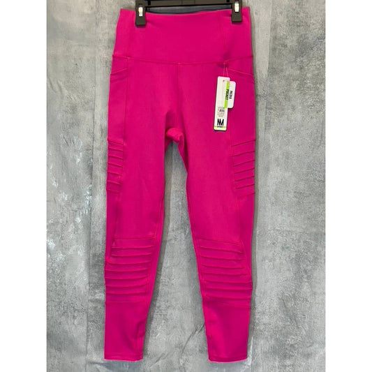 NICOLE MILLER SPORT Women's Fuchsia High-Rise Pull-On 7/8 Moto Leggings SZ M