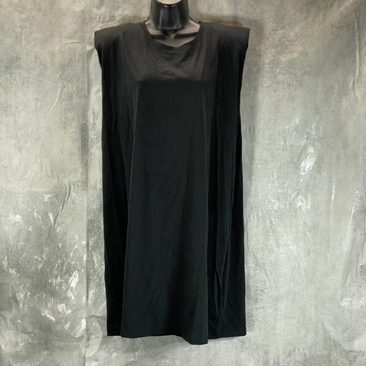 SANCTUARY Women's Black Cotton Crewneck Sleeveless Shoulder-Padded Dress SZ XL