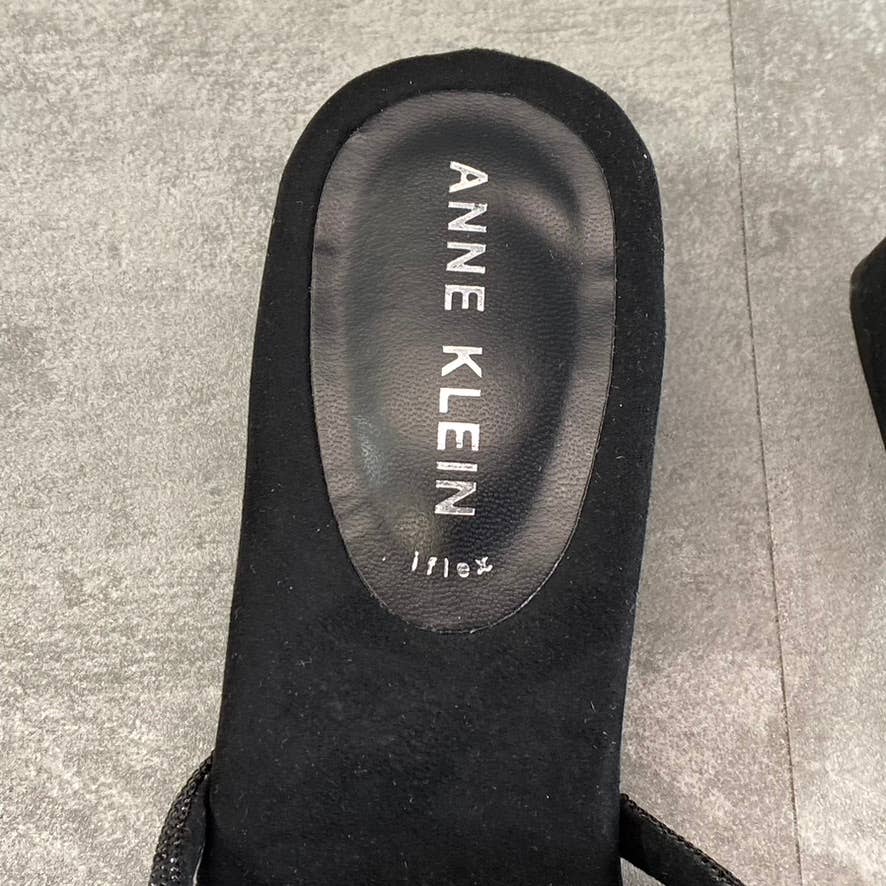 ANNE KLEIN Women's Black Nikole Rhinestone Embellished Square-Toe Sandals SZ 8.5