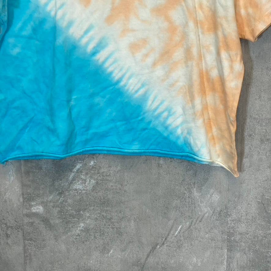 ABOUND Women's Blue-Orange Tie-Dye Raw Hem Crewneck T-Shirt SZ M