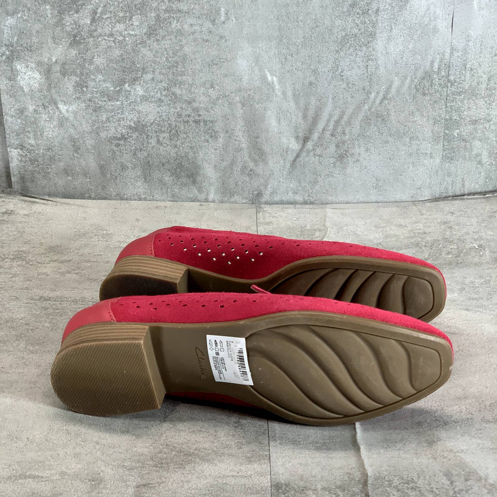 CLARKS COLLECTION Women's Fuchsia Suede Juliet Hayes Perforated Loafers SZ 8