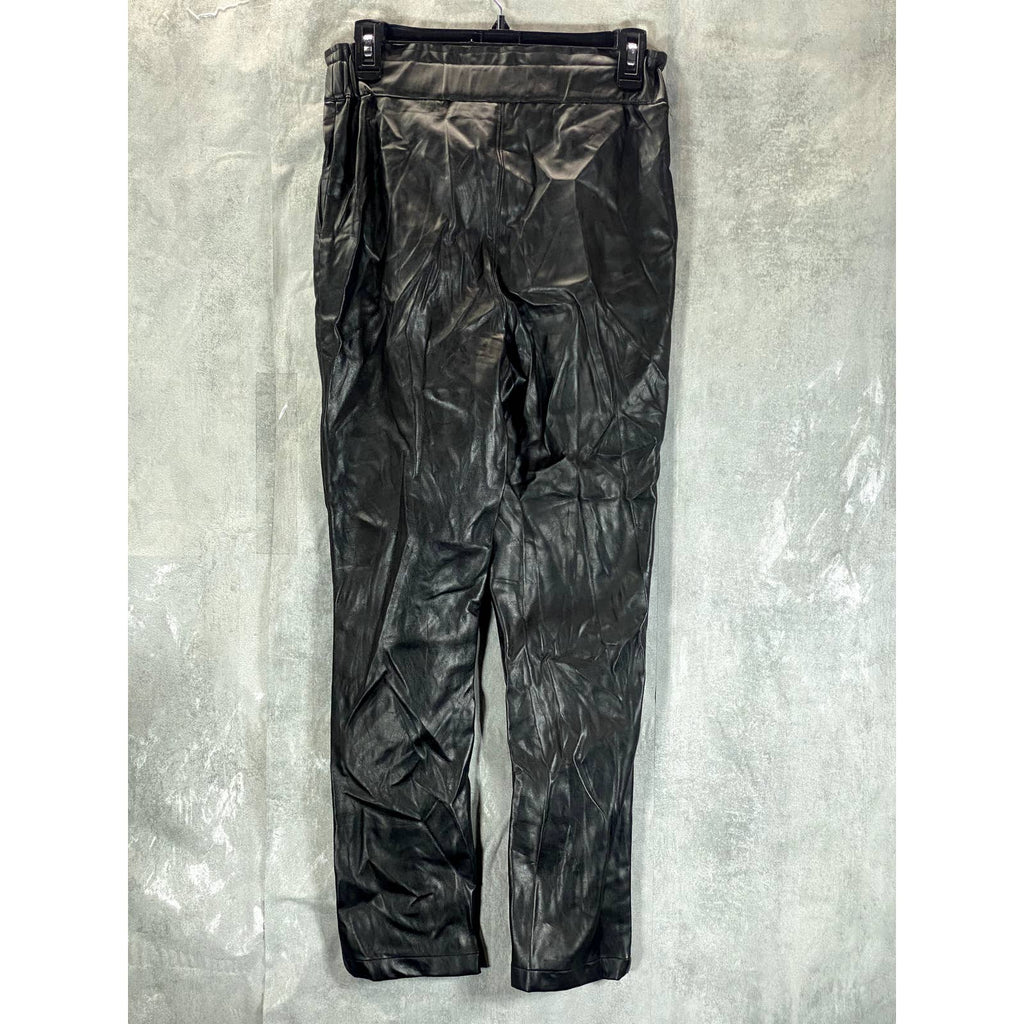 JOES JEANS Women's Jet Black Faux-Leather Paperbag Pull-On Pants SZ XS
