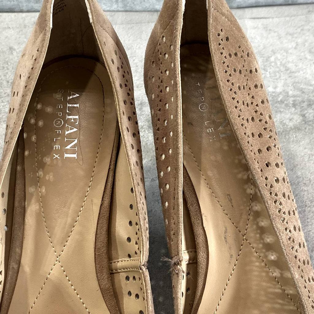 ALFANI STEP N' FLEX Women's Sand Jeules Perforated Pointed-Toe Slip-On Pumps SZ9
