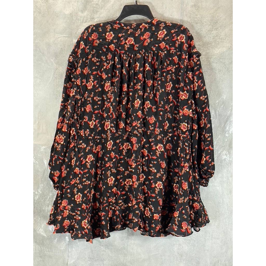 FREE PEOPLE Women's Dark Combo Flower Fields Long-Sleeve Mini Dress SZ XS