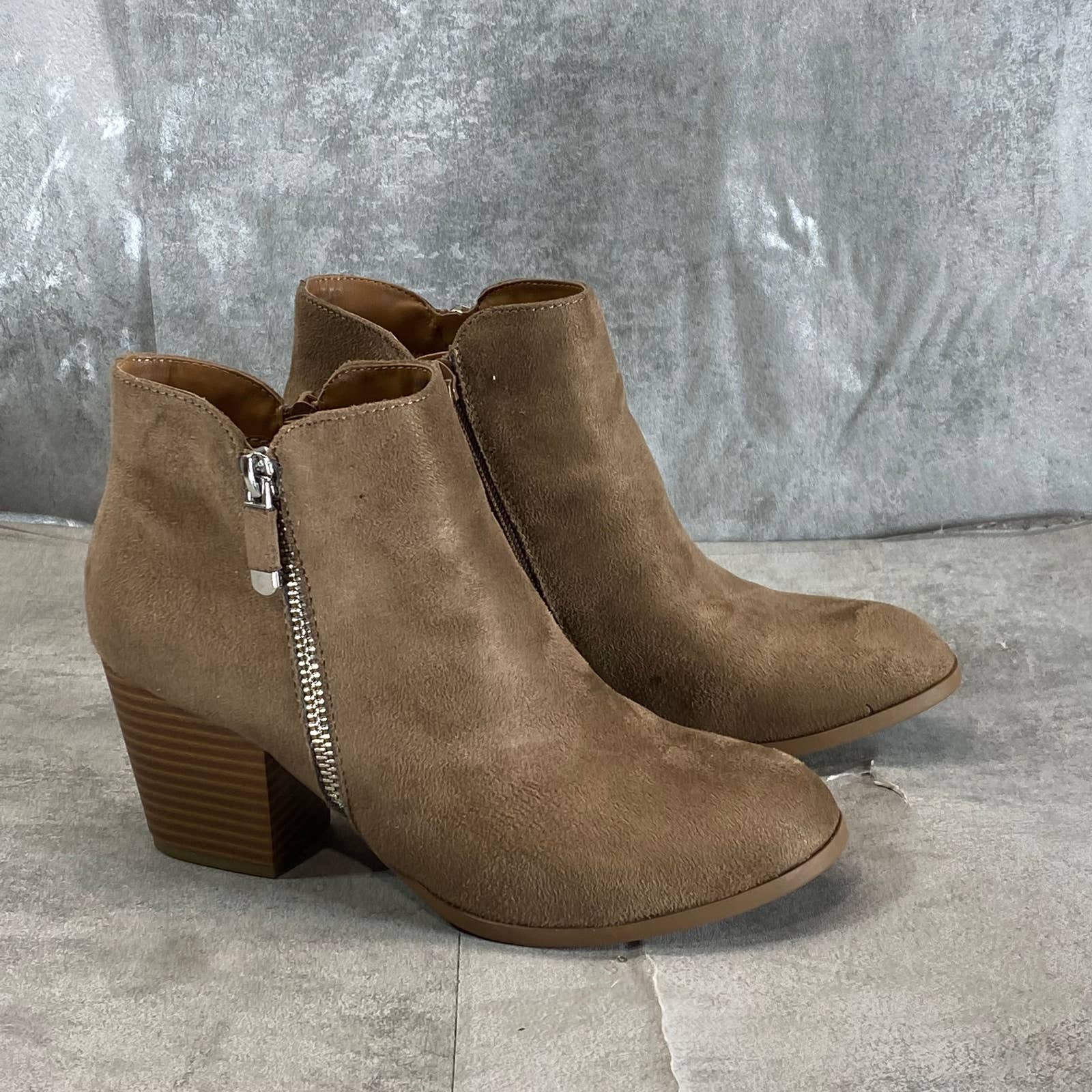 STYLE & CO Women's Taupe Masrinaa Slip-On Block-Heel Ankle Booties SZ 5