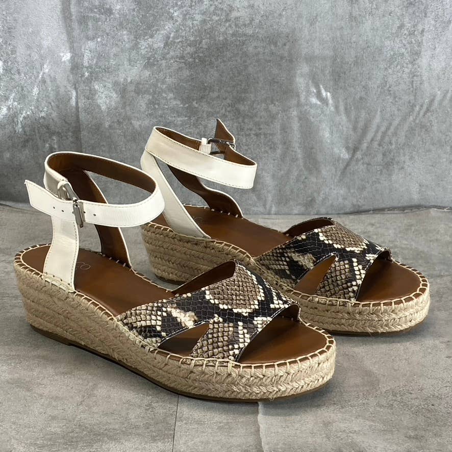 FRANCO SARTO Women's Natural Snake Embossed Pellia Espadrille Sandals SZ 10