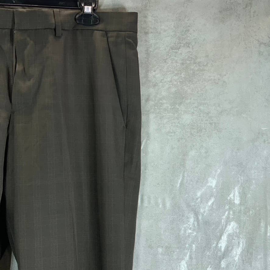 PERRY ELLIS PORTFOLIO Men's Major Brown Subtle Check Modern-Fit Stretch Pants