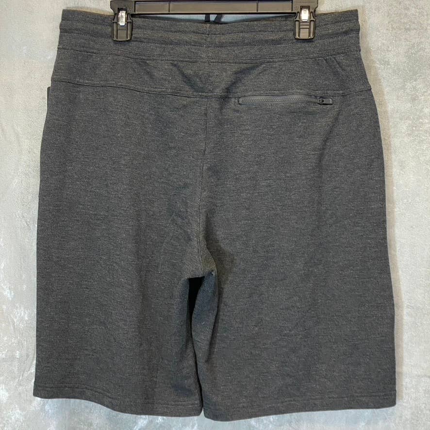 90 DEGREES By Reflex Men's Heather Charcoal Zip Pockets Drawstring Pull-On Shorts SZ L