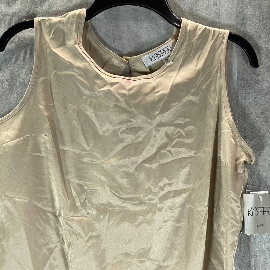 KASPER Women's Petite Champagne Scoop-Neck Sleeveless Keyhole Tank Top SZ PM