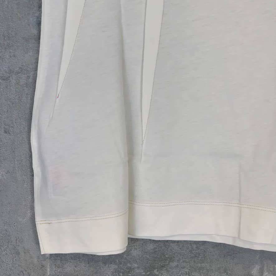 TOPSHOP BOUTIQUE Women's Cream Crewneck Pleat Detail Short Sleeve Tee SZ 2