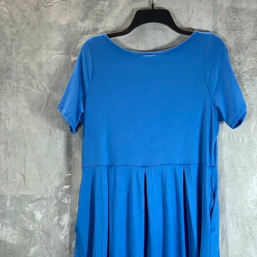 24SEVEN COMFORT APPAREL Women's Blue Short Sleeve Pocket Detail Dress SZ XL