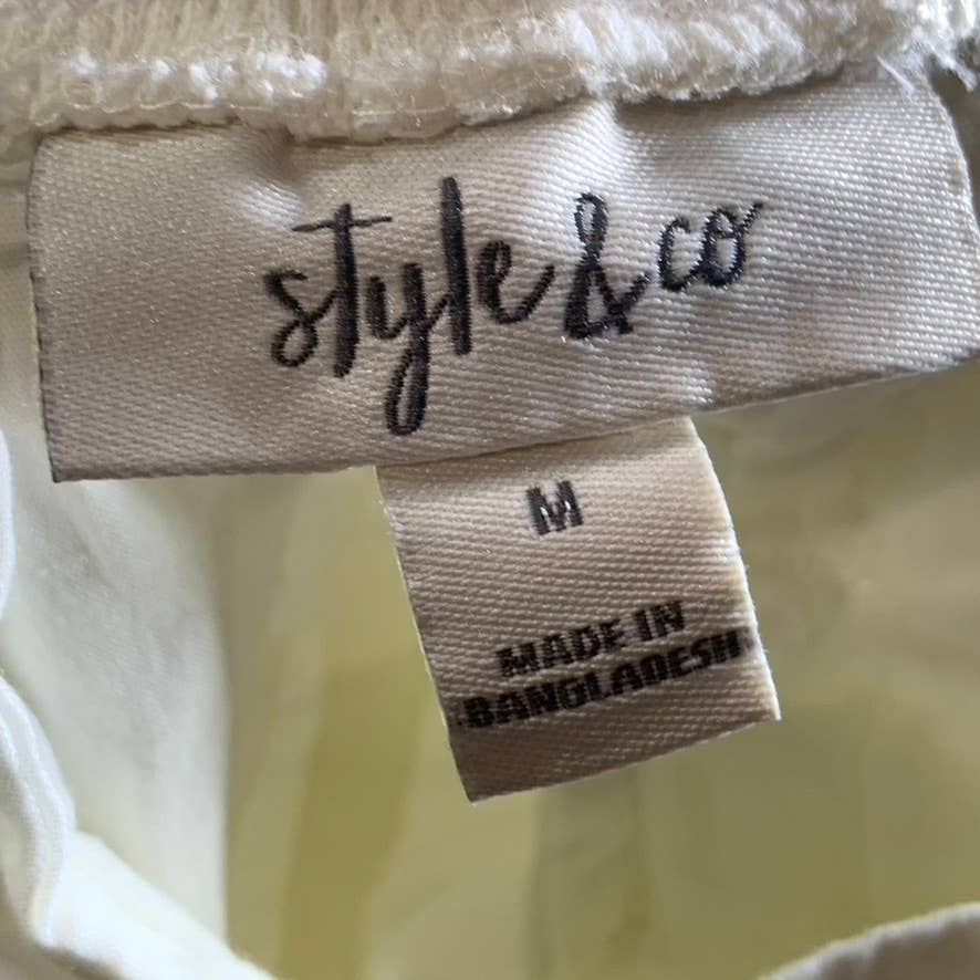 STYLE & CO Women's Bright White Mid-Rise Straight Twill-Tape Capri Pants SZ M