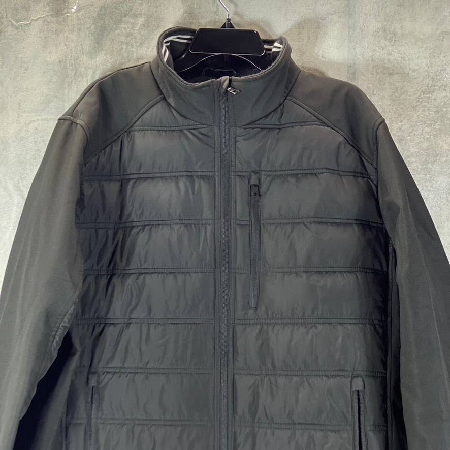 NAUTICA Men's Black Solid Mixed Media Lightweight Water-Resistant Jacket SZ XL