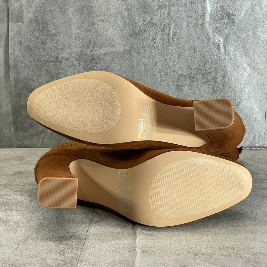 NEW YORK & COMPANY Women's Cognac Blake Narrow Calf Block Heel Boots SZ 8.5