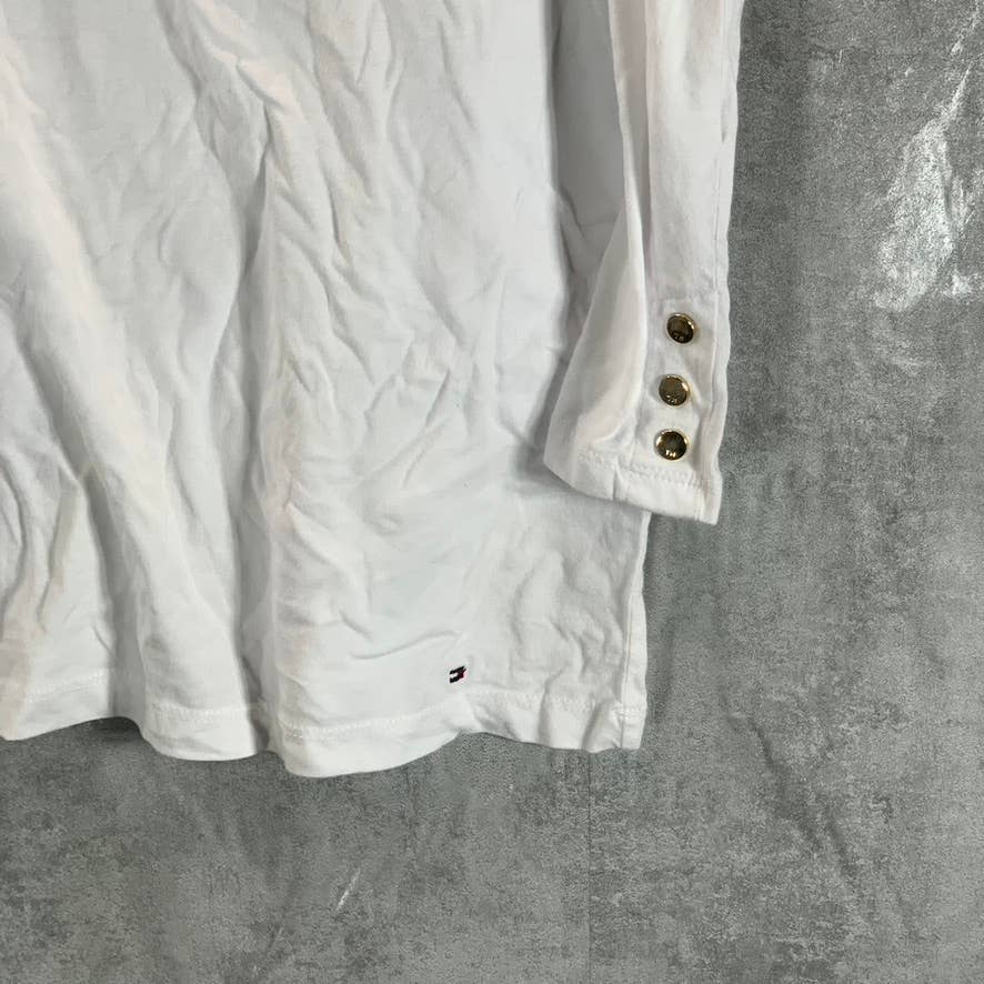 TOMMY HILFIGER Women's Bright White Crewneck 3/4 Puff Sleeve Top SZ XL