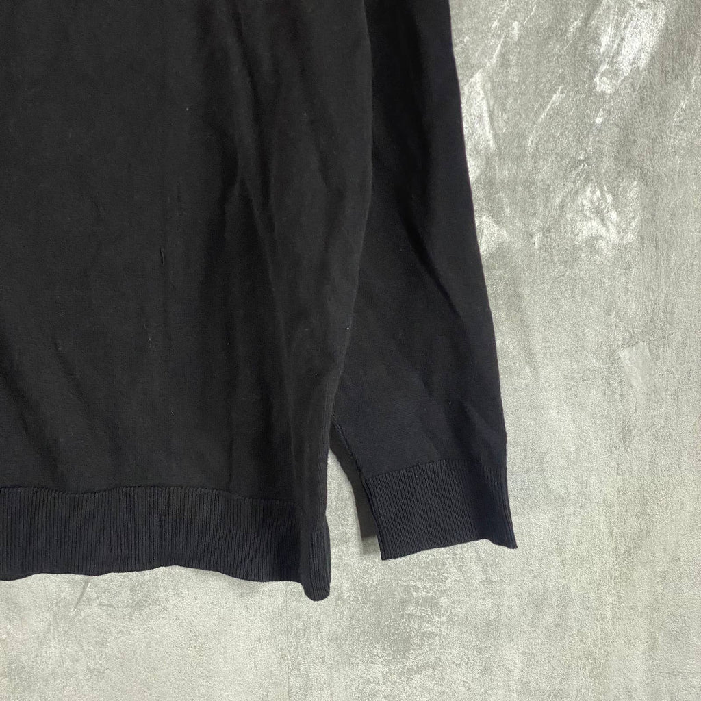 ALFANI Men's Deep Black Solid V-Neck Cotton Long-Sleeve Pullover Sweater SZ L