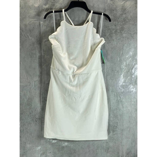 BCX Juniors' Ivory Scalloped Spaghetti Strap Low-Back Bodycon Mini Dress SZ L