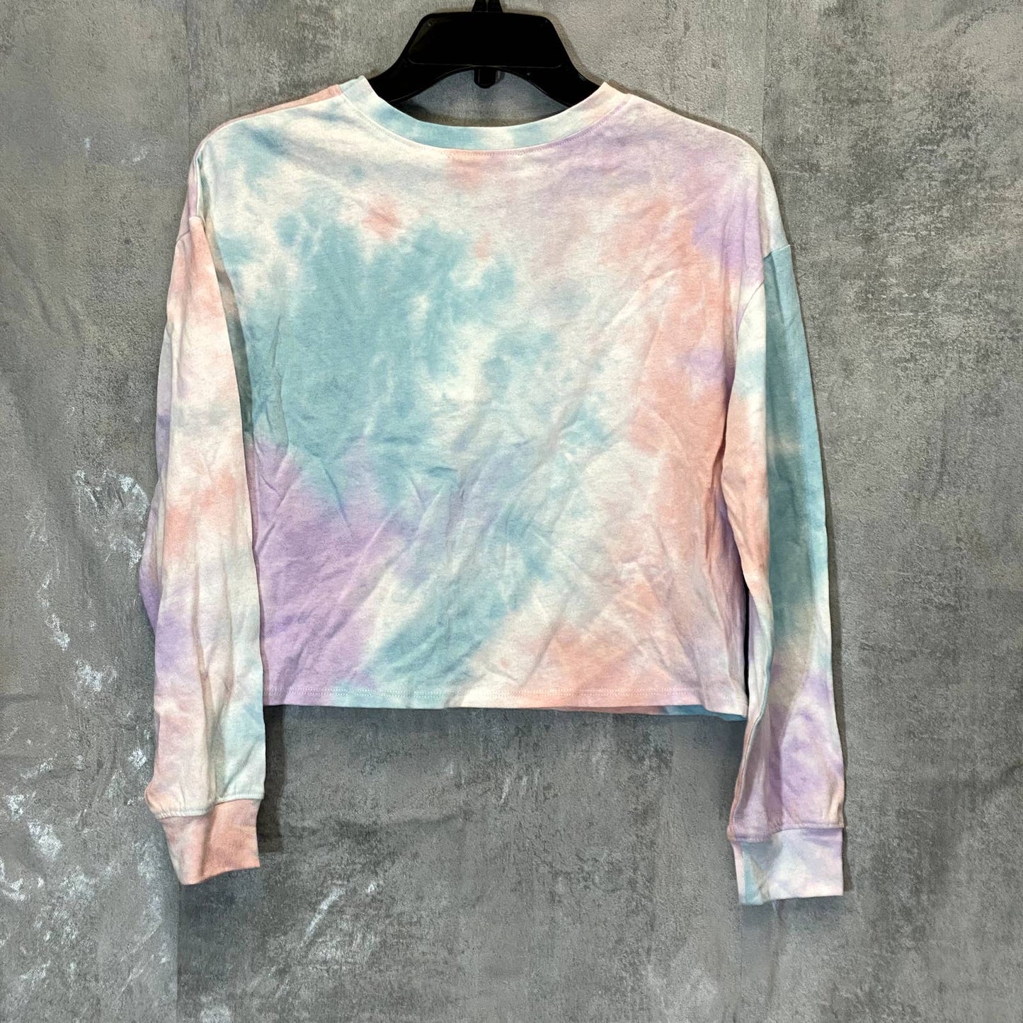 ALL IN FAVOR Women's Purple Peach Tie-Dye Be Nice Crewneck Crop Top SZ XS