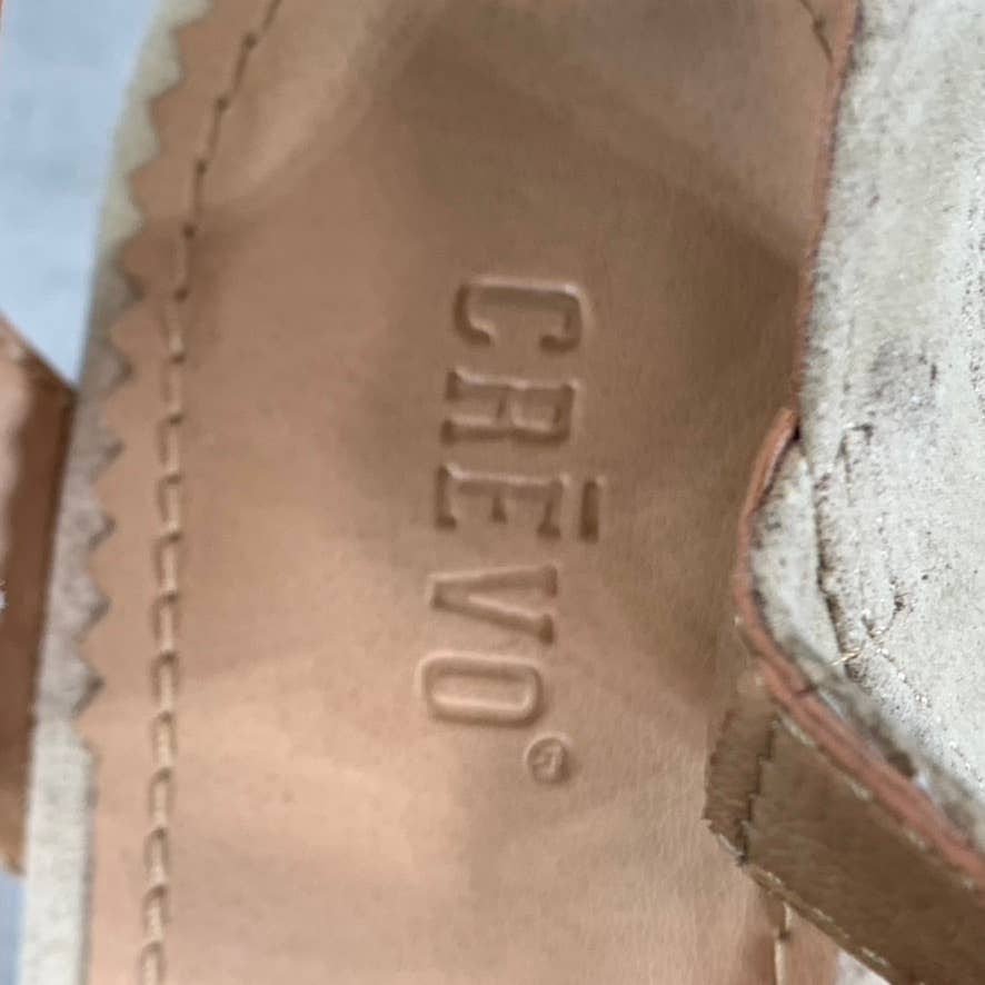 CREVO Women's Beige Suede Valentina Ankle-Strap Wedge Sandals SZ 8.5