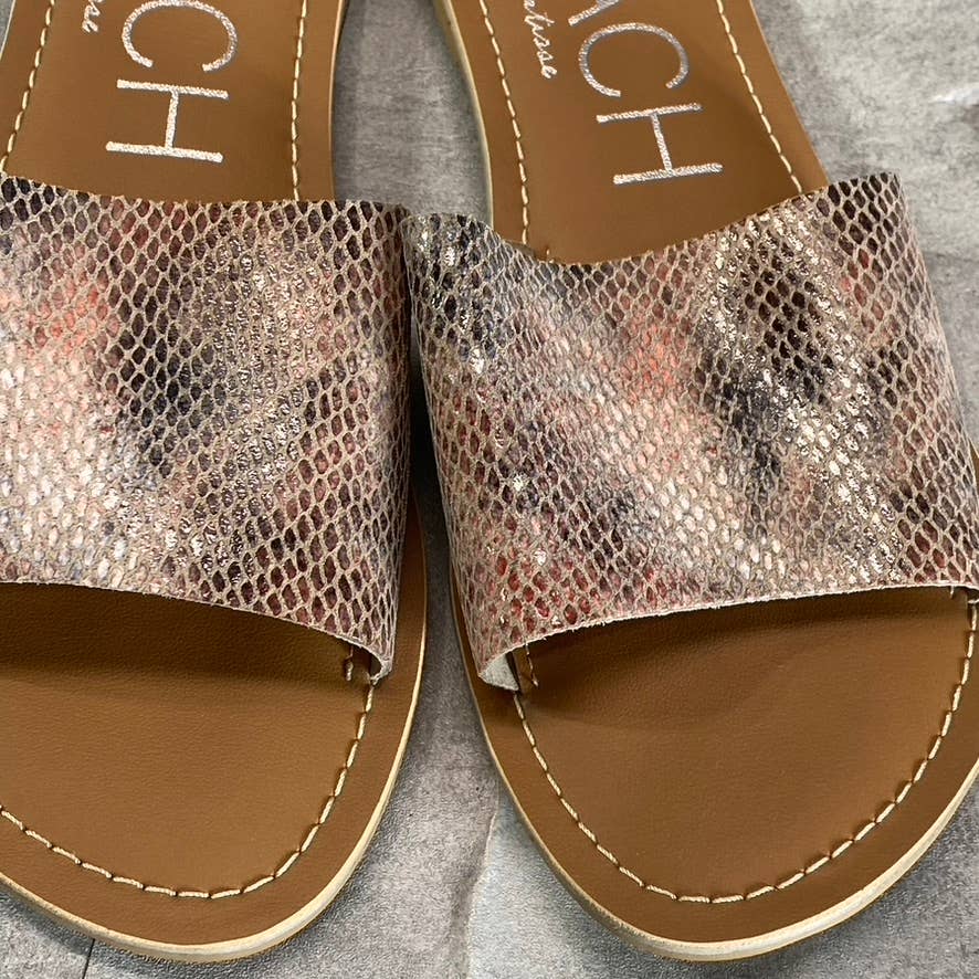 BEACH By MATISSE Women's Blush Snake Embossed Leather Cabana Cushioned Slide