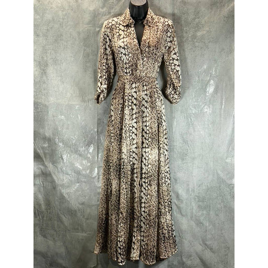 INC INTERNATIONAL Women's Cynthia Snake Print 3/4 Roll-Tab Maxi Shirtdress SZ 00