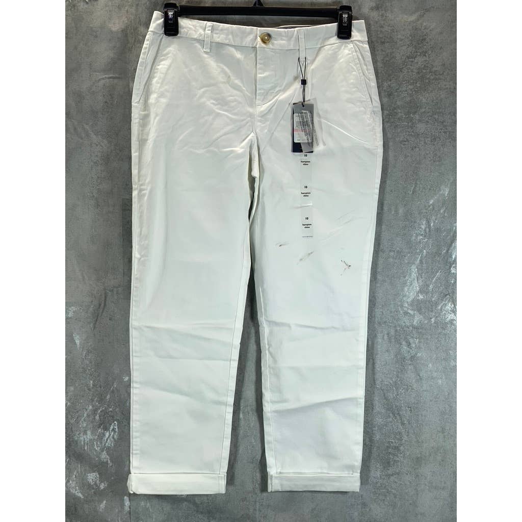 TOMMY HIFIGER Women's Bright White Hampton Cuffed Chino Straight-Leg Pants SZ 10