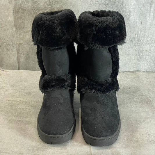STYLE & CO Women's Black Faux-Fur Witty Cold-Weather Slip-On Ankle Boots SZ 9