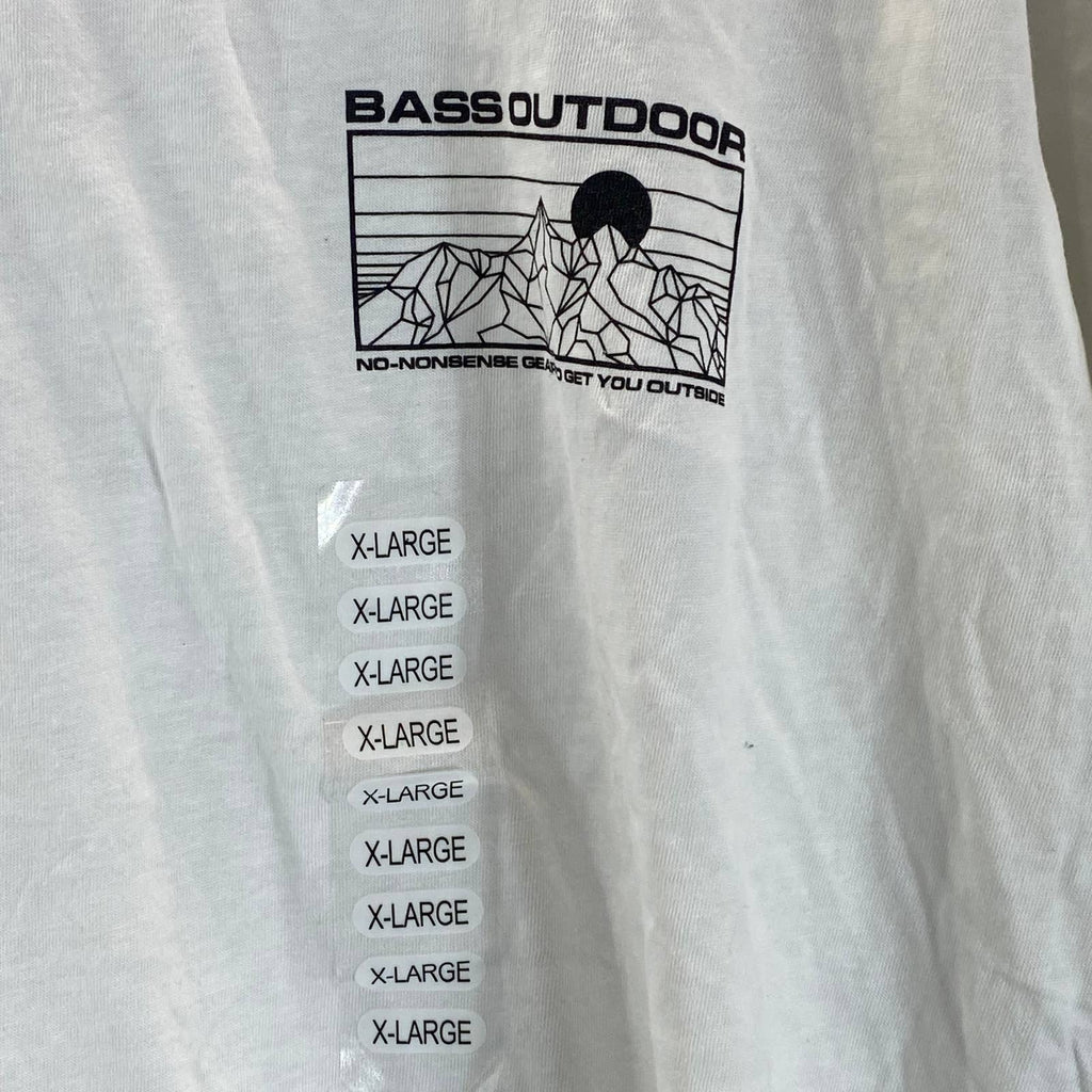 BASS OUTDOOR Men's Snow White Antlers Mountain Logo Graphic T-Shirt SZ XL