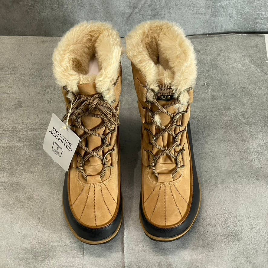 JBU By JAMBU Women's Tan Brunswick Faux-Fur Waterproof Memory Foam Lace-Up Boots SZ 6