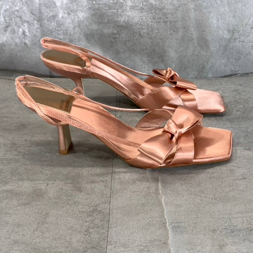 JEFFREY CAMPBELL Women's Natural Satin Take a Bow Square-Toe Slingback Sandals