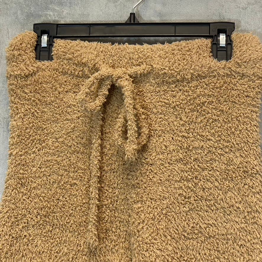 LULUS Women's Camel Eyelash Sweater Knit High Waist Elastic Drawstring Lounge Shorts SZ M
