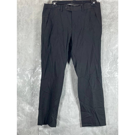 ALFANI Men's Solid Black Classic-Fit Stretch Flat Front Suit Pants SZ 34X30