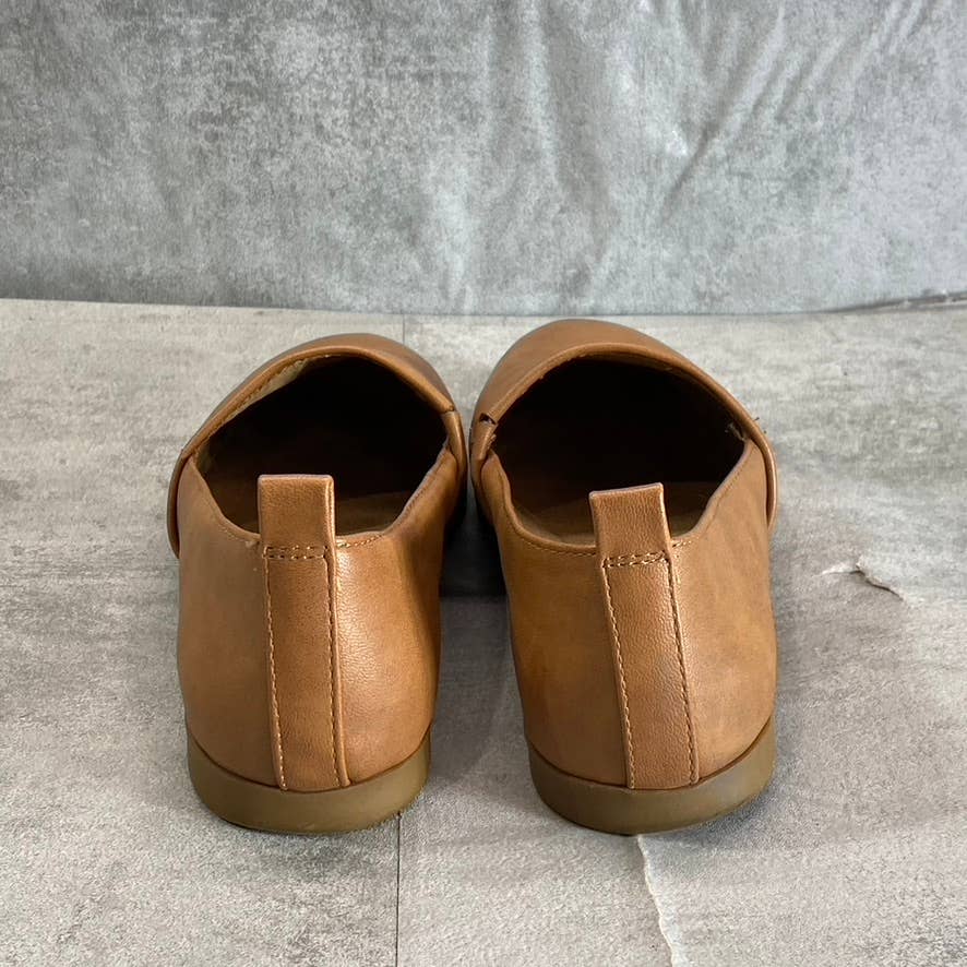 STYLE & CO Women's Coffee Smooth Faux-Leather Nouraa Round-Toe Slip-On Flats