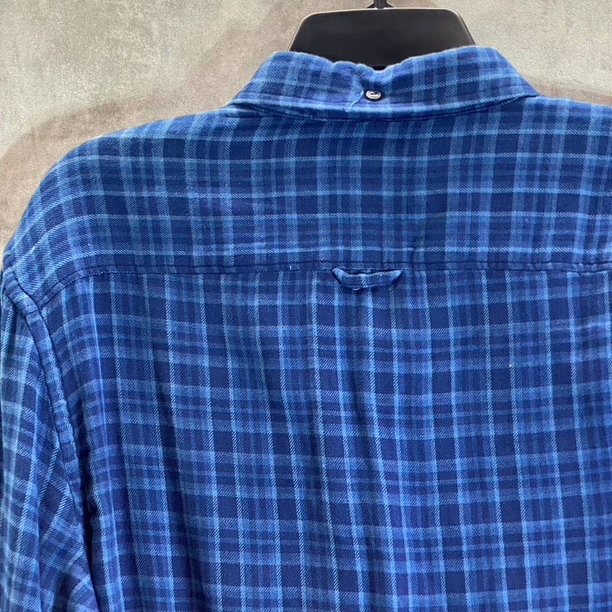 1901 Men's Blue Check Trim Fit Point-Collar Long-Sleeve Button-Up Shirt SZ L